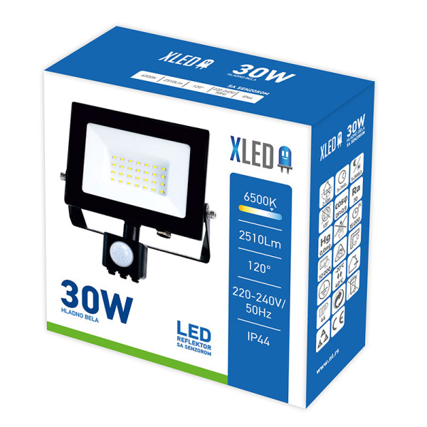 XLED 30W LED reflektor sa PIR senzorom,6500K,2510Lm,AC220-240V