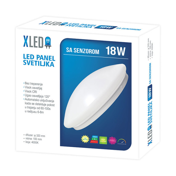 XLED SL-X-P3001803 18W Nadgradni okrugli LED panel 4000K,1350Lm,senzor pokreta i noc/dan