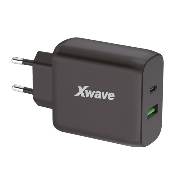 Xwave GaN45-AC GaN ultra-brzi punjač 45W USB-A + USB-C, za mobilne, tablete, Crni