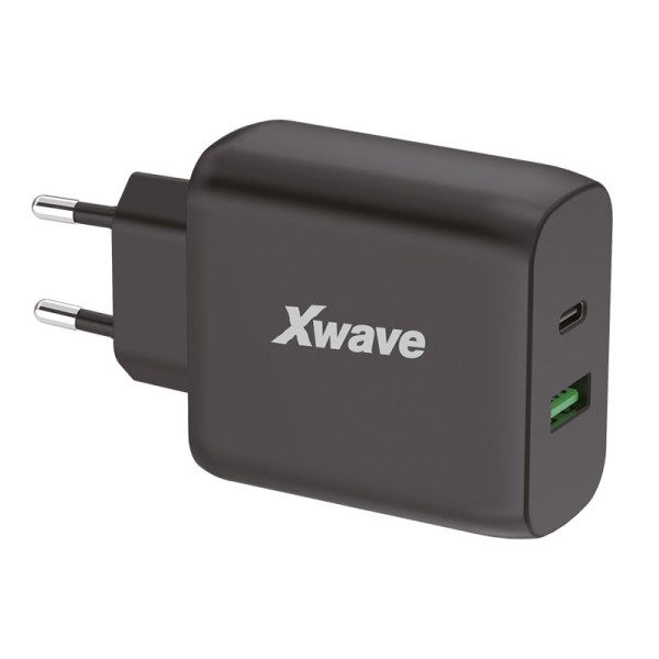 Xwave GaN65w-AC  GaN ultra-brzi punjač 65W USB-A + USB-C , za mobilne,tablete, Crni
