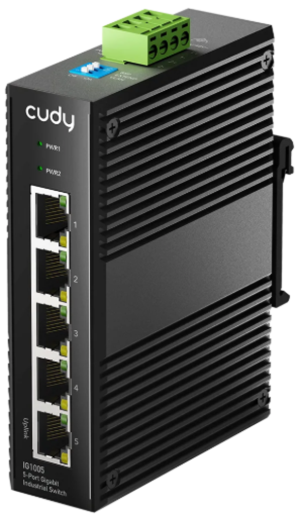 Cudy IG1005 5-Port Gigabit Industrial Switch, 5× GbE, Shielded, Dual-Power Redundancy, IP40