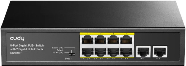 Cudy GS1010P 8-Port Gigabit PoE+ Switch with 2 Gigabit Uplink ports, PoE 30W