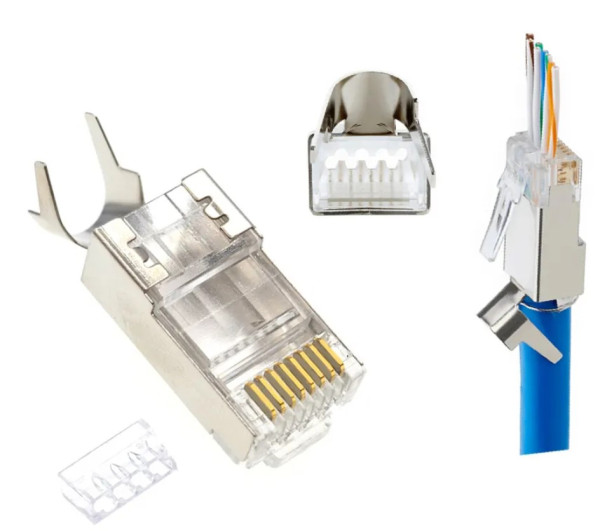 LC-PTF7-01/100 Gembird Zasticeni modularni CAT7 prolazni utikac 15u pozlacen, FTP, SFTP, 100 kom.