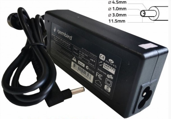NPA65-195-3330 (DE07) Gembird punjac za laptop 65W-19.5V-3.33A, 4.5x3.0mm Black PIN