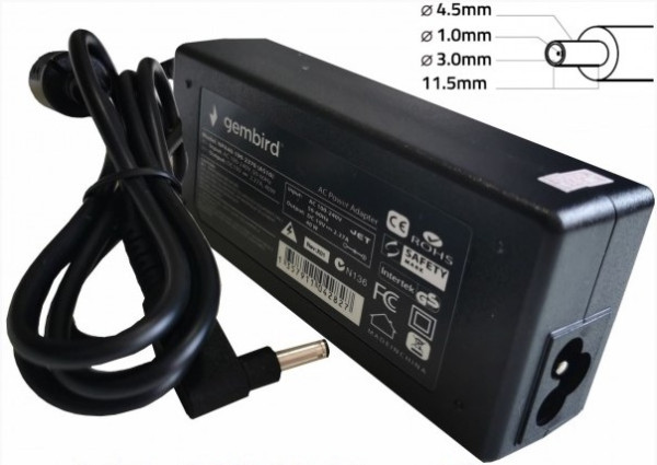 NPA90-195-4620 (DE11) Gembird punjac za laptop 90W-19.5V-4.62A, 4.5x3.0mm Black PIN