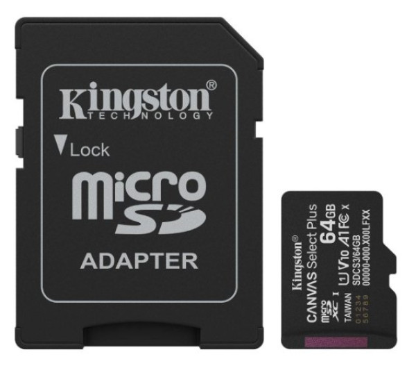 KINGSTON Memorijska kartica U1 V10 SDXC 64GB Canvas Select Plus G3 150R SDCS3/64GB + adapter