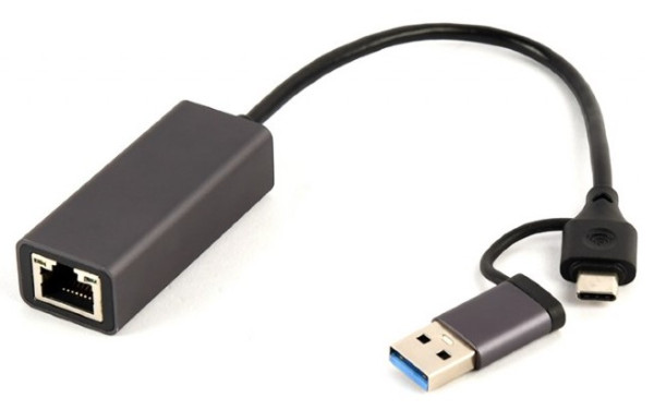 A-USB3AC-LAN-01 Gembird USB 3.1 + type-C Gigabit network adapter, space grey (Alt: A-CMU3-LAN-05 )