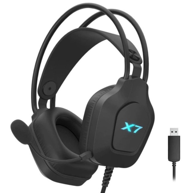 A4-XH-200 A4Tech X7 gejmerske slusalice sa mikrofonom, SURROUND, 50mm/16ohm, USB, LED, Black