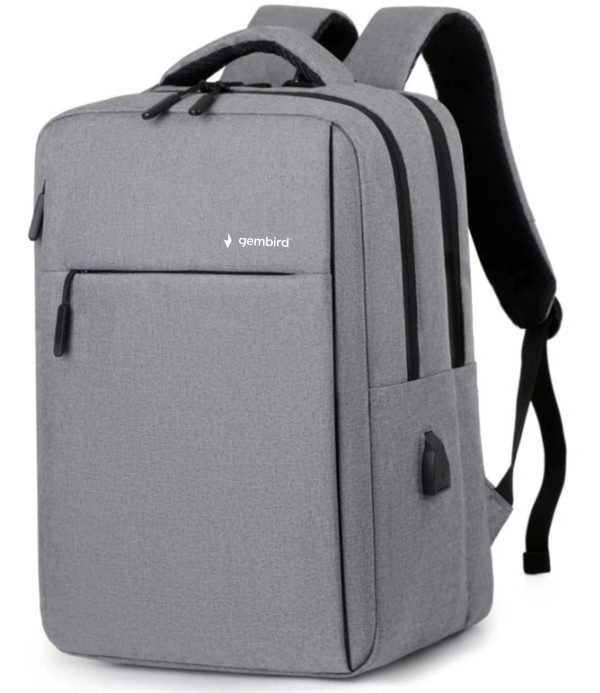 NCC-15-KLB012 Gembird Ranac poslovni Sivi za laptop 15,6inc 41x30x15cm USB konektor, 950g