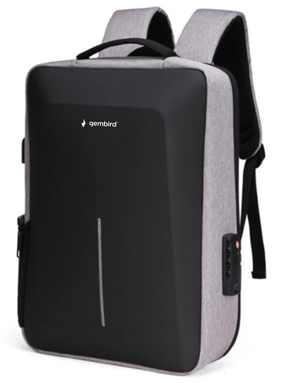 NCC-15-KLB022 Gembird Ranac za laptop 15,6inc 42x30x12cm, USB konektor, brava za zakljucavanje, 800g