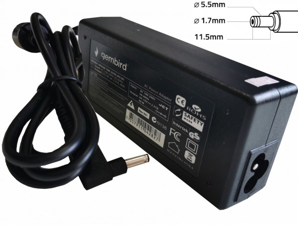 NPA65-190-3420 (AC07) Gembird punjac za laptop 65W-19V-3.42A, 5.5x1.7mm yellow (Alt=AC09)