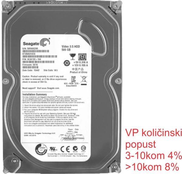 HDD 3.5 * 500GB ST3500312CS SEAGATE 5900RPM 8MB SLIM SATA