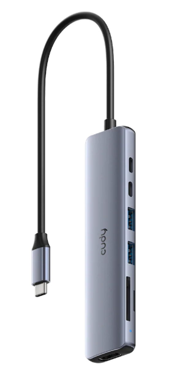 Cudy UH407 , 7-In-1 HDMI SD/TF 4K USB-C Hub, 60/144/240 Hz, 5Gps, 100W
