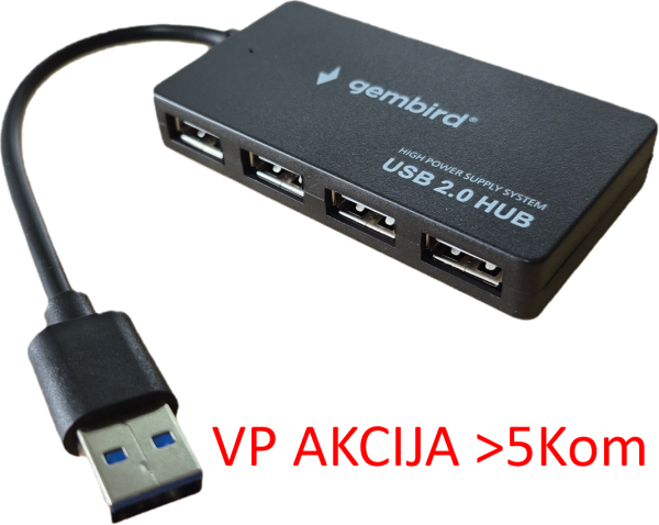 UHB-U2P4-02 ** Gembird USB2.0 4-port HUB, black (279)